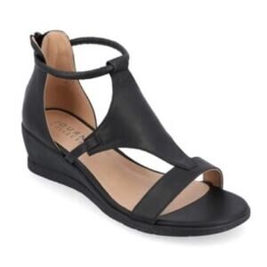 NIB Journee Collection Women's Trayle Caged Sandal Wedge Black Size 7.5